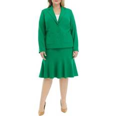 Green - Women Suits Le Suit Le Suit Plus Crepe Three-Button Flounce-Skirt Suit Verde 20W