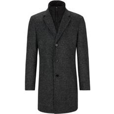 HUGO BOSS Coats HUGO BOSS Men's Slim-Fit Patterned Coat Black 46R