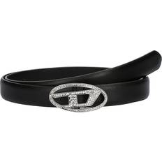 Diesel Belts Diesel Slim leather belt with crystal buckle Belts Woman Black