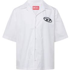 Diesel Shirts Diesel Camicia bowling con logo ricamato Camicie Uomo Bianco