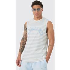 Herren - Mehrfarbig Tanktops boohooMAN Multi Ribbed Limited Striped Vest