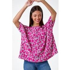 Clothing Roman Leaf Print Oversized Top Magenta