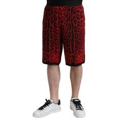 Dolce & Gabbana Red Shorts Dolce & Gabbana Red Leopard Print Viscose Bermuda Men's Shorts