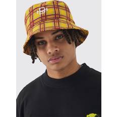 Gelb Hüte boohooMAN Checked Bucket Hat - Yellow