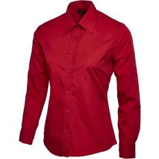 Polyester Shirts Uneek UC711 Ladies Poplin Full Sleeve Shirt COLOUR: Red