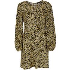 Women’secret Secret Label Womens Sunflower Print Long Sleeve Dress Yellow Viscose