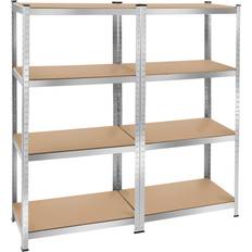 Silver Shelves tectake 4 Tier Silver Shelving System 60x160cm