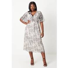 Clothing Dorothy Perkins Curve Snake Chiffon Frill Midi Dress