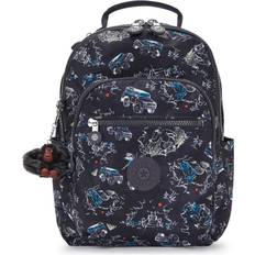 Kipling Women School Bags Kipling Backpack Seoul S Jungle Fun Race Print Small Woman 100% Recycled Polyester