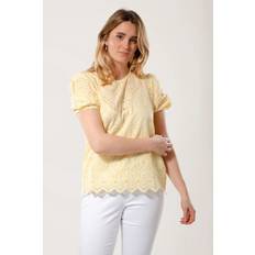 Yellow Blouses Lipsy Womens Yellow Broderie Puff Sleeve Blouse Cotton