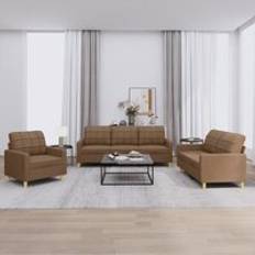 Bruna - Soffgrupper Soffor vidaXL Soffgrupp Med Dynor Brun Tyg Soffa 3-sits