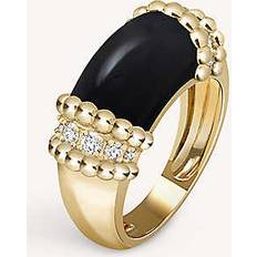 Van Cleef & Arpels Womens Yellow Gold Perlée 18ct Yellow-gold 0.3 Round-cut Diamond and Onyx Ring YELLOW GOLD