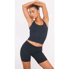 PrettyLittleThing Black Sculpt Strappy Gym Vest, Black