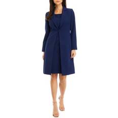 Long Sleeves - Women Suits Le Suit Le Suit Women's Long Coat and Basic Sheath Dress Set, Indigo