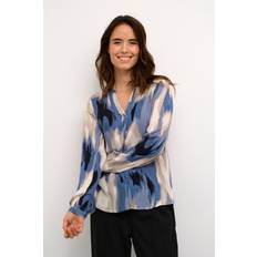 Multifärgade Blusar Kaffe Blouse Dam Långärmade Blusar