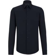 Shirts HUGO BOSS Men's Micro-Dobby Performance-Stretch Slim-fit Dress Shirt Dark Blue