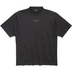 Balenciaga Unisex T-shirts Balenciaga Back T-Shirt Fit Black Unisex Cotton