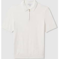 Modal Polo Shirts Reiss Ivor Textured Half-Zip Polo Shirt, White