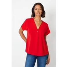 Clothing Dorothy Perkins Button Front Roll Sleeve Blouse Red