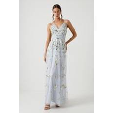 Clothing Coast Wildflower Embroidered Strappy Bridesmaids Dress Ice Blue