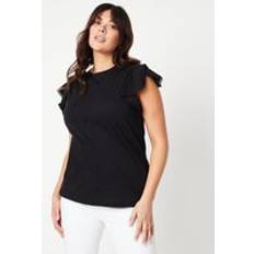 Clothing Dorothy Perkins Curve Frill Detail Bobble Crochet Trim Top Black