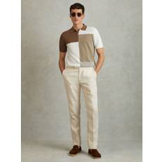 Modal Poloshirts Reiss Strick Poloshirt Delta - Weiß/Camel/Grau