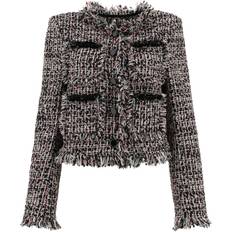 Clothing Self-Portrait Women's Fringed Boucle Jacket Black