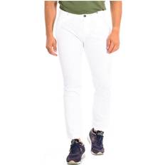 La Martina Mens Long trousers with straight cut and hems TMT014-TL121 for men White Linen Womens