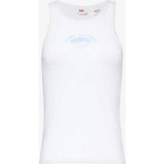 White Tank Tops Levi's Levis Womens Coast To Coast White Gemini Graphic Cotton Tank top