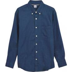 Uniqlo Mens Chambray Denim Cotton Shirt Dark Blue