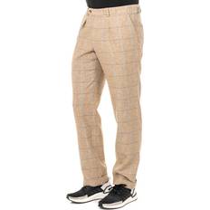Checkered - Men Trousers & Shorts La Martina Mens long checkered trousers with hemmed bottoms JMTJ01 Brown Waist