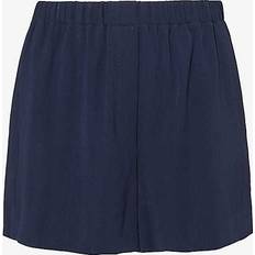Theory Women Shorts Theory Womens Nocturne Navy Stripe-weave Regular-fit Woven Shorts