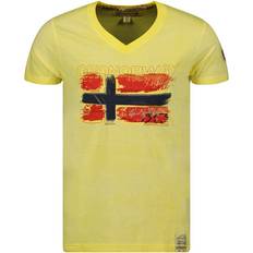 Geographical Norway Mens Short sleeve t-shirt SW1561HGN man Yellow Cotton