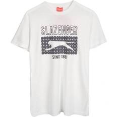 Slazenger Mens Vintage Style Graphic T-Shirt White Cotton