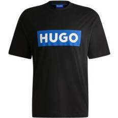 HUGO BOSS Men Clothing HUGO BOSS Nico Jersey T-shirt With Blue Logo - Black