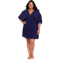 Swimwear Lauren Ralph Lauren Plus Tunic Swim Cover-Up Dress Dark Navy 1X