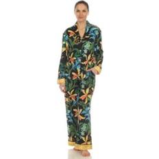 White Mark Women's Pc. Wildflower Print Pajama Set Black XLarge