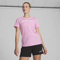 Puma Women T-shirts Puma Women's Spirited Logo Crewneck Cotton T-Shirt Pink Lilac