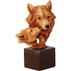 Naturecraft Resin Wood Effect Wolf Pup Heads on Base Gift 15cm Figurine