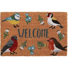 Multicoloured Entrance Mats Garden Birds Doormat Brown