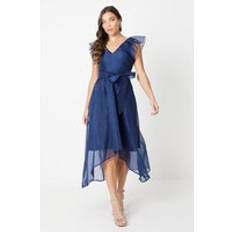 Clothing Coast Petite Ruffle Shoulder High Low Dress Navy