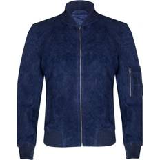 Brown - Denim Jackets Infinity Leather Suede Trucker Shirt Denim Leather Jacket Navy
