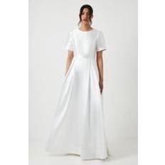 Coast Short Sleeve Bow Back Twill Wedding Dress Ivory