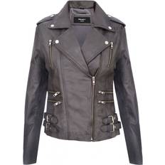 Clothing Infinity Leather Leather Brando Biker Jacket-Loddon Grey