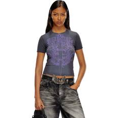 Diesel T-shirt coste con stampa spada T-Shirts Donna Multicolor