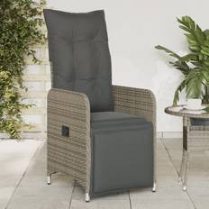 vidaXL Gartensessel Verstellbar mit Kissen Grau Poly Rattan Outdoor-Sessel