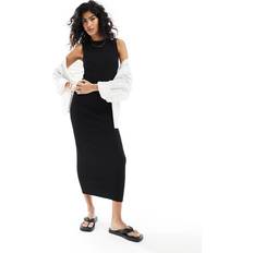 ASOS DESIGN Ribstrikket tanktop-midikjole sort 90'er-stil