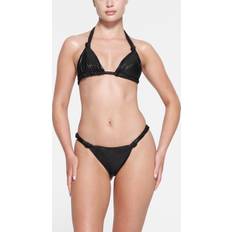 4XL Bikinis SKIMS Knotted Cheeky Tanga Bottom Black Liquid Shine Onyx