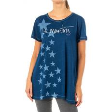 Womenss Short Sleeve Round Neck T-shirt LWR304 Blue Cotton