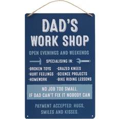 Dad's Workshop Metal Sign Blue